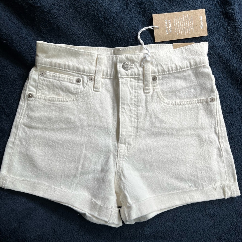 Madewell high rise white denim shorts NWT